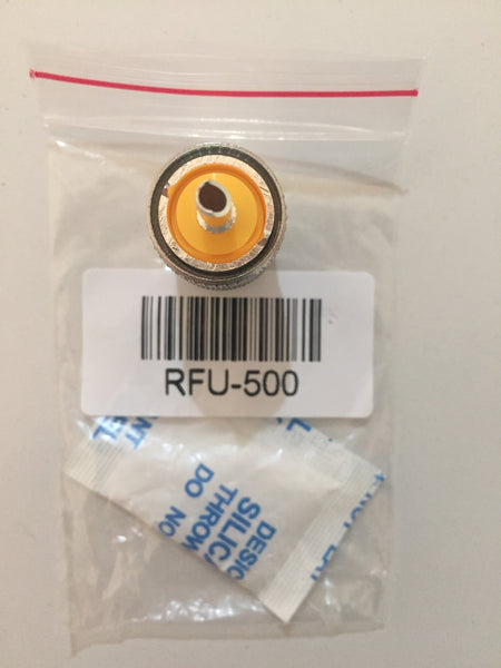 RF Industries RFU-500 UHF male connector for RG8, RG8A & RG213 cables.
